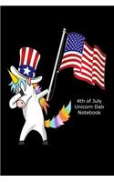 4th of July Unicorn Dab Notebook: Funny Dabbing Unicorn Independence Day Gift Journal