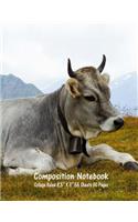 Composition Notebook: College Ruled Cow Farm Bull Bovine Cattle Cute Composition Notebook, Girl Boy School Notebook, College Notebooks, Composition Book, 8.5" x 11"(72 Cute Cow Notebooks for Home School Boys and Girls)