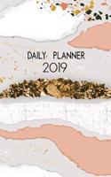 Daily Planner 2019: Diary Calendar Planner. Gray, Coral and Gold Abstract Minerals. Jan 19 - Dec 19. One Day Per Page.