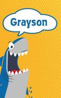 Grayson: Personalized Shark Draw and Write Diary Journal Notebook Featuring 120 Pages 6x9