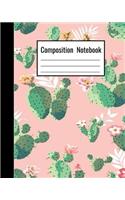 Composition Notebook: Pastel Pink Cactus