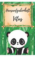 Hausaufgabenheft Vitus: personalisiertes Panda Hausaufgabenheft für die Grundschule / Schülerplaner für 1 Schuljahr mit Wochenübersicht / mit 2x Stundenplan / DIN A 5 / 112