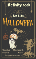 Halloween Activity Book Coloring Mazes Sudoku Word search Find differences for Kids
