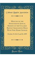 Minutes of the Seventeenth Annual Session of the Cullman Baptist Association Held With New Home Church: October 19, 20, 21 and 22, 1899 (Classic Reprint)