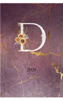 2020 Diary Planner: Cute Watercolor Sunflowers January to December 2020 Diary Planner With "D" Monogram for Woman