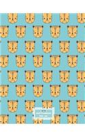 Sketchbook: Cute Tiger on Green Cover (8.5 X 11) Inches 110 Pages, Blank Unlined Paper for Sketching, Drawing, Whiting, Journaling & Doodling