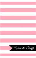 Notes & Stuff Lined Notebook With Pale Pink Striped Pattern Cover