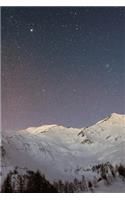 Snowy Mountain Starry Sky: 150 page lined 6 x 9 notebook/diary/journal