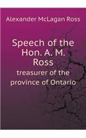 Speech of the Hon. A. M. Ross treasurer of the province of Ontario