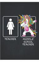 Middle School Teacher: Cute Dabbing Unicorn Teacher Gifts College Ruled Notebooks Composition Book 6x9 Teaching Appreciation, Thank You, Retirement, Year End Funny Inspira