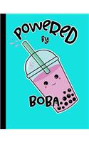 Powered by Boba: Teal Kawaii Bubble Tea Notebook