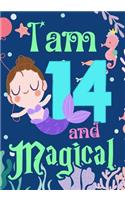 I'am 14 and Magical: A mermaid birthday journal for 14 year old girl gift, Birthday Gift for Girls, Journal Notebook for Kids, Drawing writing and doodling