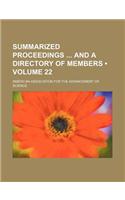 Summarized Proceedings and a Directory of Members (Volume 22): (English)