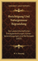 Berichtigung Und Naturgemasse Begrundung