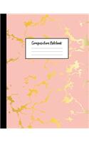 Composition Notebook: Beautiful Pink Marble and Gold - 100 Wide Ruled Pages - 8.5 x 11 - Journal for Children, Kids, Girls, Teens And Women (School Essentials)