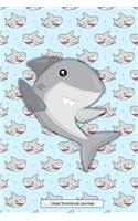 Lined Notebook Journal: Uniquely Designed Shark Notepad Ideal Gift For Kids Inspiring Creative Note Writing With Pastel Shades Shark Background Design & Shadow Effect Centr
