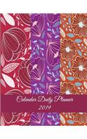 Calendar Daily Planner 2019: Red Color Floral, Daily Calendar Book 2019, Weekly/Monthly/Yearly Calendar Journal, Large 8.5" x 11" 365 Daily journal Planner, 12 Months Calendar, 