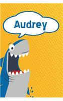 Audrey: Personalized Shark Isometric Dot Paper Notebook for Kids 120 Pages 6x9