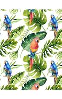 My Big Fat Bullet Journal for Bird Lovers Tropical Parrots Pattern 4: Jumbo Sized Graph Design Bullet Notebook Journal - 300 Plus Numbered Pages with 300 Graph Style Grid Pages, 6 Index Pages and 2 Key Pages in Large 8