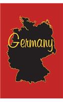 Germany - National Colors 101 - Red Black & Gold - Lined Notebook with Margins - 6X9: 101 Pages, Medium Ruled, 6 x 9 Journal, Soft Cover