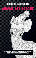 Animal del bosque - Libro de colorear - 100 diseños de animales Zentangle con patrones de estilo Henna, Paisley y Mandala