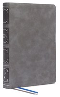 Nkjv, Reference Bible, Classic Verse-By-Verse, Center-Column, Leathersoft, Gray, Red Letter, Thumb Indexed, Comfort Print