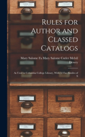 Rules for Author and Classed Catalogs