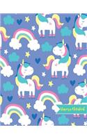 Unicorn Notebook: Cute Kawaii Journal and Diary Large 8.5 x 11 Matte Cover with Blank Lined Ruled White Paper Interior - Perfect for School, Gifts for Kids (Girls and