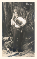 Vintage Journal Photo of Man with Gator, Florida