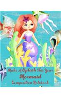 Mermaid Composition Notebook: Wide-ruled, lined school journal