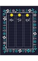 Mon Tue Wed: Dot Grid Matrix Journal to Help You Plan Your Day, Organize Your Life, Finish Your To Do List - Pretty Black Floral Spread Cover