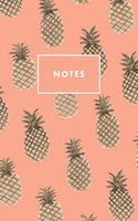 Notes: Peach Pink Pineapples Tropical Palm Beach Paperback Journal / Diary / Notebook with 100 Lined, Cream-colored Pages for Writing Notes and Hand-Painte