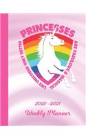 Weekly Planner: Princesses Pink Unicorn 1 Year Organizer (12 Months) - 2020 - 2021 - Appointment Calendar Schedule - 52 Week Pages for Planning - January 20 - Decem