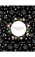 Pregnancy Tracker: Floral Black, Pregnancy Record Book Large Print 8.5" x 11" Pregnancy Memory Book With Monthly To Do Notes