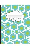 Turq Green Fun Flowers Composition Notebook