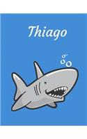 Thiago: Personalized Lined Notebook for People who Love Sharks