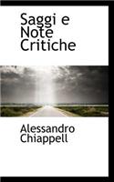 Saggi E Note Critiche