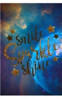 Smile Sparkle Shine: 6x9 Size, 110 Pages Blank Book Diary Notebook for Your Thoughts, Ideas, and Inspiration: 6x9 Size, 110 Pages Blank Book Diary Notebook for Your Thoughts, Ideas, and Inspiration