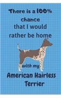 There is a 100% chance that I would rather be home with my American Hairless Terrier: For American Hairless Terrier Dog Fans