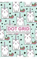 Dot Grid Notebook - Journal- Libreta - Cahier - Taccuino - Notizbuch: 110 Dotted Pages of Bullets for Journaling, Note Taking or to Create Your Own Planner, Organizer or Diary: Cute Cat Unicorns on Green 058-8