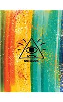 NoteBook: The Eye Artist RainBow Cover This Notebook Journal Diary, 110 Dashed lines pages, 8.5" x 11", Date on top(1 The Eye Artist Rainbow)