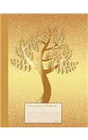 Composition Notebook Tree: Dot Grid Paper Book, Dotted Blank Pages to Write in for School, Take Notes, for Kids and Teens, Students and Teachers, Homeschool, Aesthetic Golden 