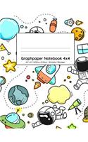 Graphpaper Notebook 4x4: Astronaut in space design 100 pages of graph paper with bigger squares for younger students(10 4x4 Graph Paper for Younger Students)