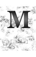 M Notebook: 100 Lined Pages, Alphabet Marble Cover Notebook, Notes, Personalised With Initial, Journal, Jotter