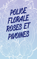 Police florale roses et pivoines