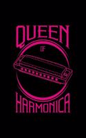 Queen Of Harmonica: Dot Grid Notebook (6"x 9" inch size = nearly DIN A5 - 120 Pages) - perfect as music book or song writing book, suitable gift for Harmonica musicians