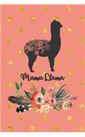 Mama Llama: Pink Lined Notebook for Moms, Grandmothers - Llama Floral Mandala Print College Ruled Blank Journal to Write in for Women