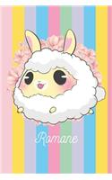Romane: Lama Mouton: Personalisé Carnet De Notes Cadeau Ligné Pour Les Filles Et Étudiantes