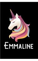 Emmaline: Journal (Diary, Notebook) Personalized Custom Name Unicorn Birthday Gift for Girls and Women