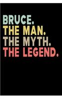 Bruce The Man The Myth The Legend: Personalized Notebook Journal, College Ruled, Lined, 6 x 9 inches, 100 Pages Personal Notebook, Composition Notebooks